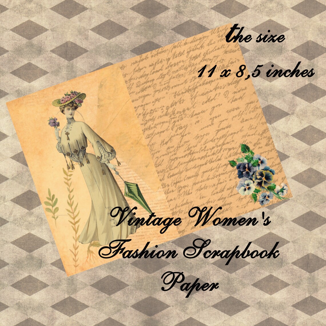 Vintage Women's Fashion Scrapbook Paper Printable | Etsy
