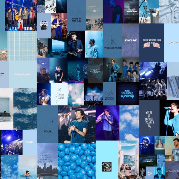 One Direction Blue Aesthetic Photo Collage Kit