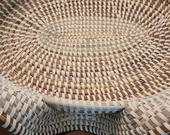 Oval Charleston Sweet Grass Basket with Braided elephant ear