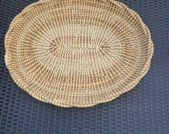 Oval Charleston Rice Fanner Basket with Braided Edge