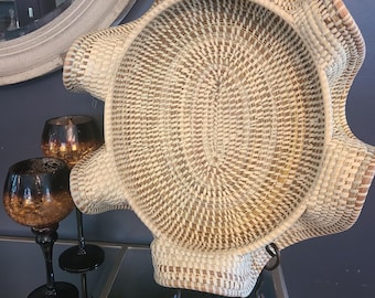 Oval Charleston Sweet Grass Basket with Braided Motif