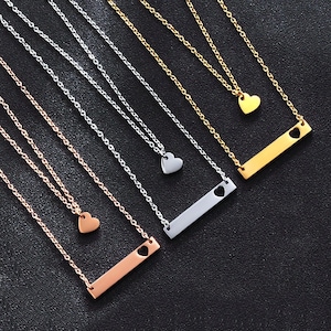 Gold Name Necklace • 18K Yellow Gold • Personalized Bar Necklace • Custom Engraved Necklace • Coordinates Bar Necklace • Bridesmaid Necklace