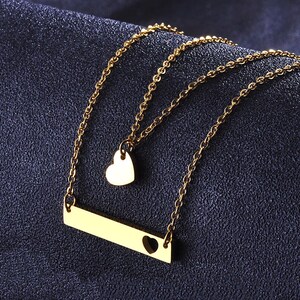18K Gold Personalized Bar Necklace: Engraved Sterling Silver