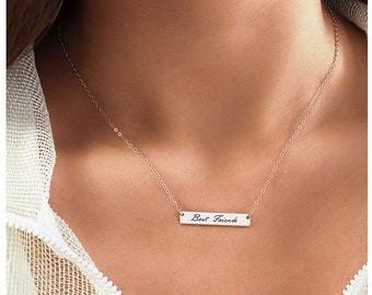 Name bar necklace white gold Clearance
