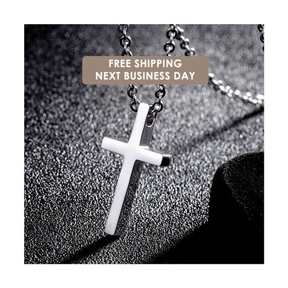 Large Silver Cross Necklace Mens Silver Cross Necklace Etsy