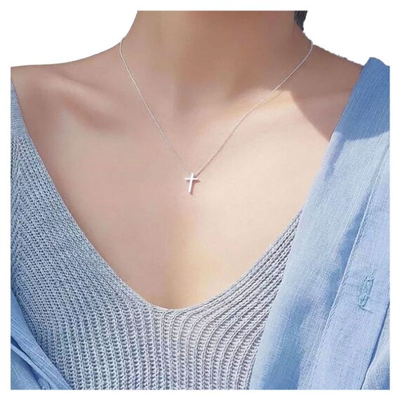 Small Cross Necklace Dainty Cross Women 