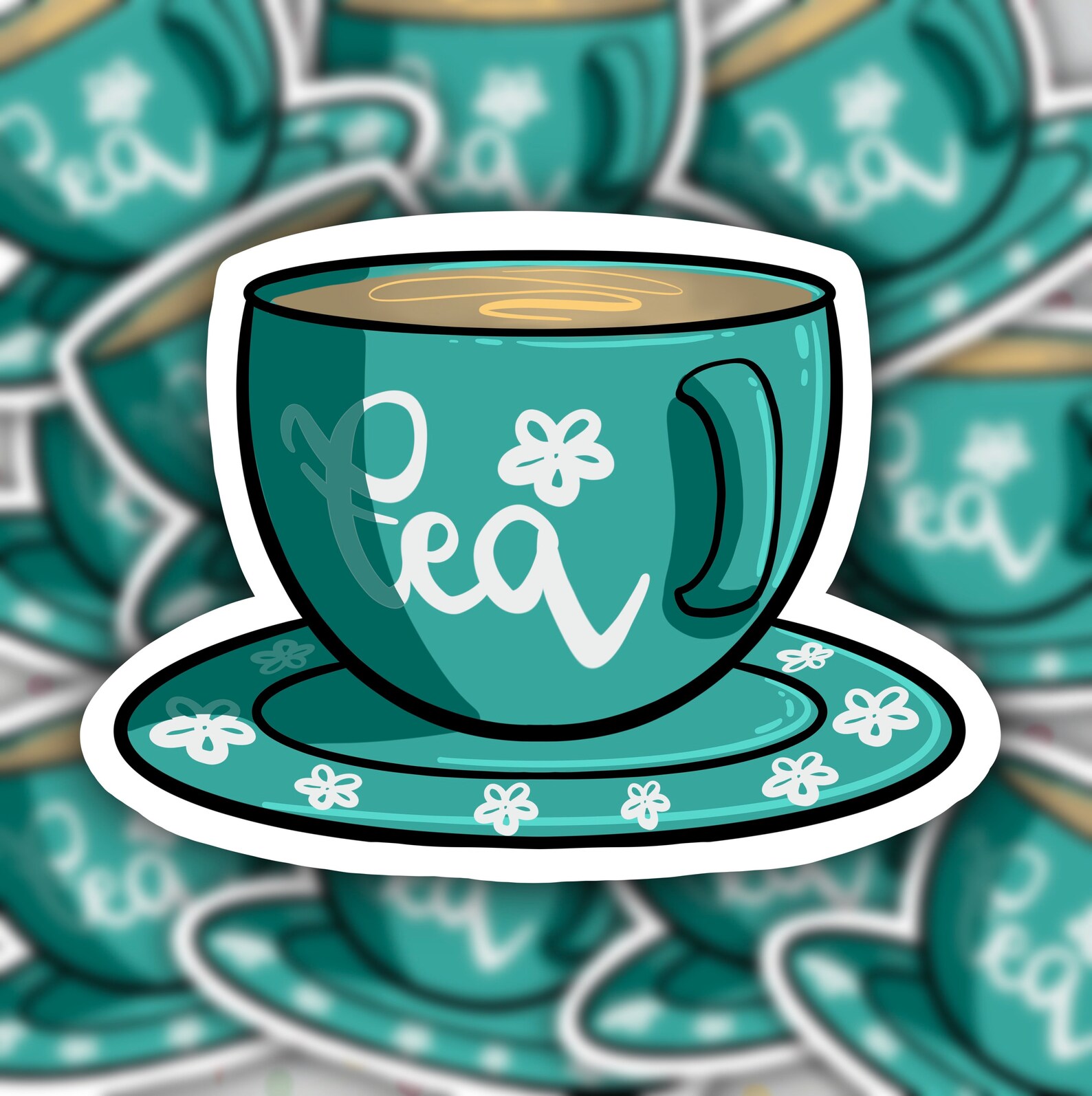 Teacup Sticker Tea Stickers Digital Art Sticker Gifts For | Etsy