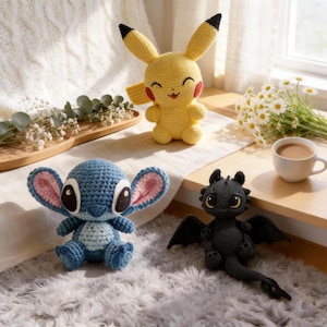 Crochet PDF Pattern, Pikachu Sitich Dragon Crochet Pattern, Amigurumi tutorial PDF, Beginner Crochet Pattern Tutorial