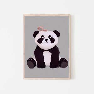 Panda bear print, Print for kids nursery, Baby animal prints, baby room decor, illustration, art