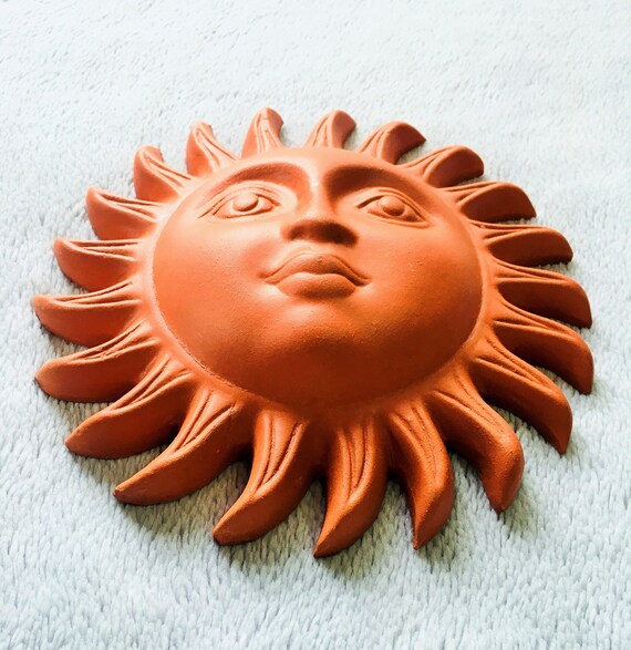 Sun Face Pottery Wall Hanging Naturel Wall Hanging Pottery Etsy