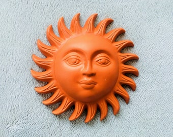 Sun Face Pottery Wall Hanging Naturel Wall Hanging Pottery Etsy