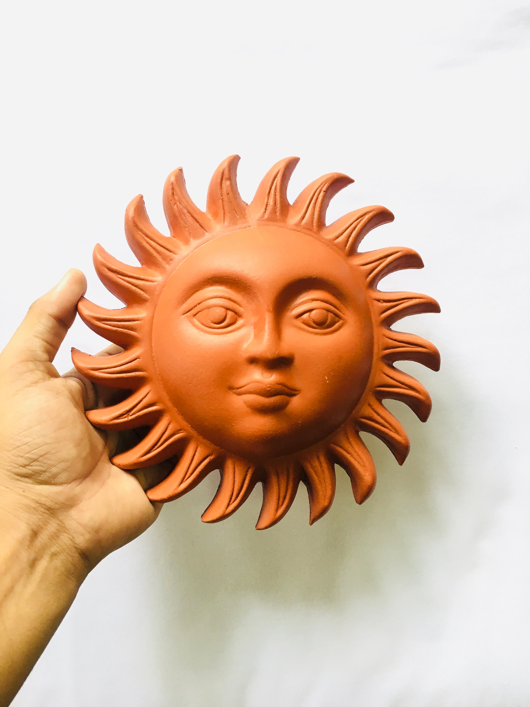 Sun Face Pottery Wall Hanging Naturel Wall Hanging Pottery Etsy