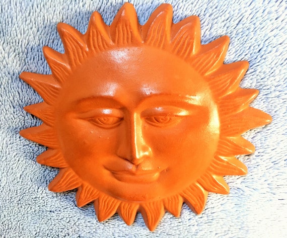 Sun Face Pottery Wall Hanging Naturel Wall Hanging Wall Etsy
