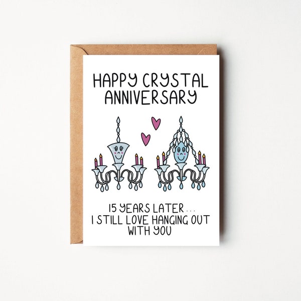 Crystal wedding anniversary card | 15th anniversary card 15 year anniversary card for husband or wife | Fifteen years