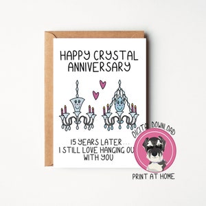 Biglietto di auguri per il 15° anniversario di matrimonio scaricabile all'istante / File digitale per l'anniversario di cristallo / Biglietto di auguri per il 15° anniversario per marito o moglie