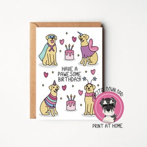 Tarjeta de cumpleaños de Labrador descargable instantánea / Archivo digital de tarjeta de cumpleaños de perro lindo / Tarjeta de cumpleaños de perro lindo para familia o amigo
