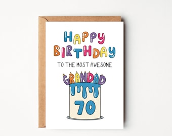 Hunts England Biglietto di auguri per il 70° compleanno del nonno – Happy Birthday – 70 – To the best grandpa in the world – Iconic Collection – standard – 148 x 148 mm