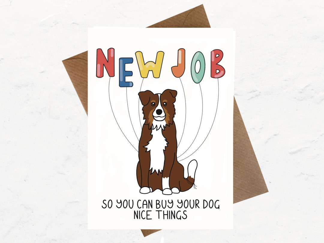 Congratulations on Your New Job Card Cute Dog Well Done on Etsy