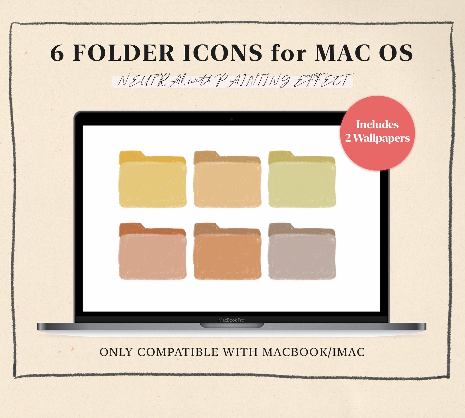 Neutral Painting Desktop Folder Icons Desktop Folder Icons Etsy