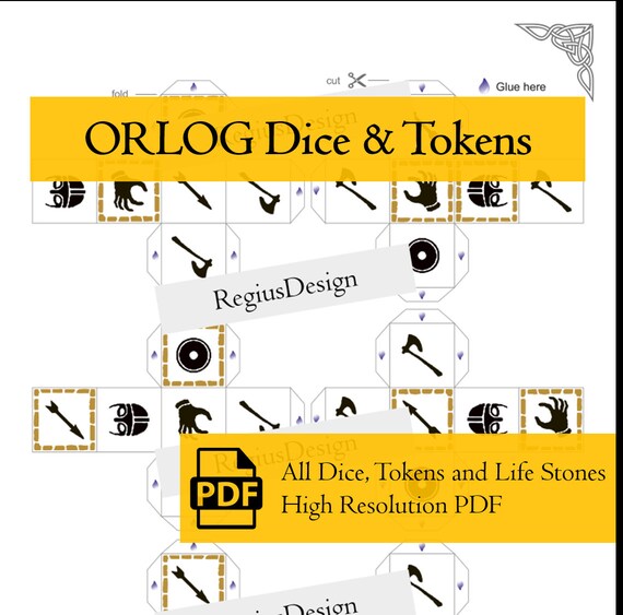 Orlog Dice and Tokens Printable PDF All Dice Blessing Etsy