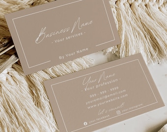 boho business card template, business card template canva, unique business card l Canva template, instant download, printable - Juliette