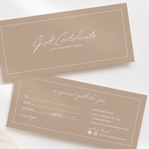 Bohemian gift certificate template, voucher template, boho gift certificate, gift voucher template, elegant gift vouchers, Canva - Juliette