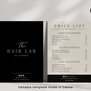 Beauty price list template, perfect for any salon or small business | salon price list, pricing list, price sheet - A5 and 5x7 inch