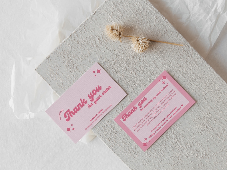Retro Pink Thank You Card Template, Small Business (canva Template ...