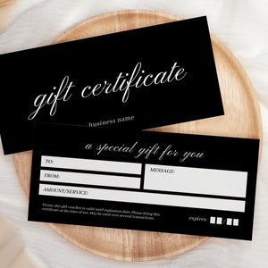 Modello buono regalo nero, modello carta regalo nera, modello elegante certificato regalo nero, buono regalo per piccole imprese - BlackB