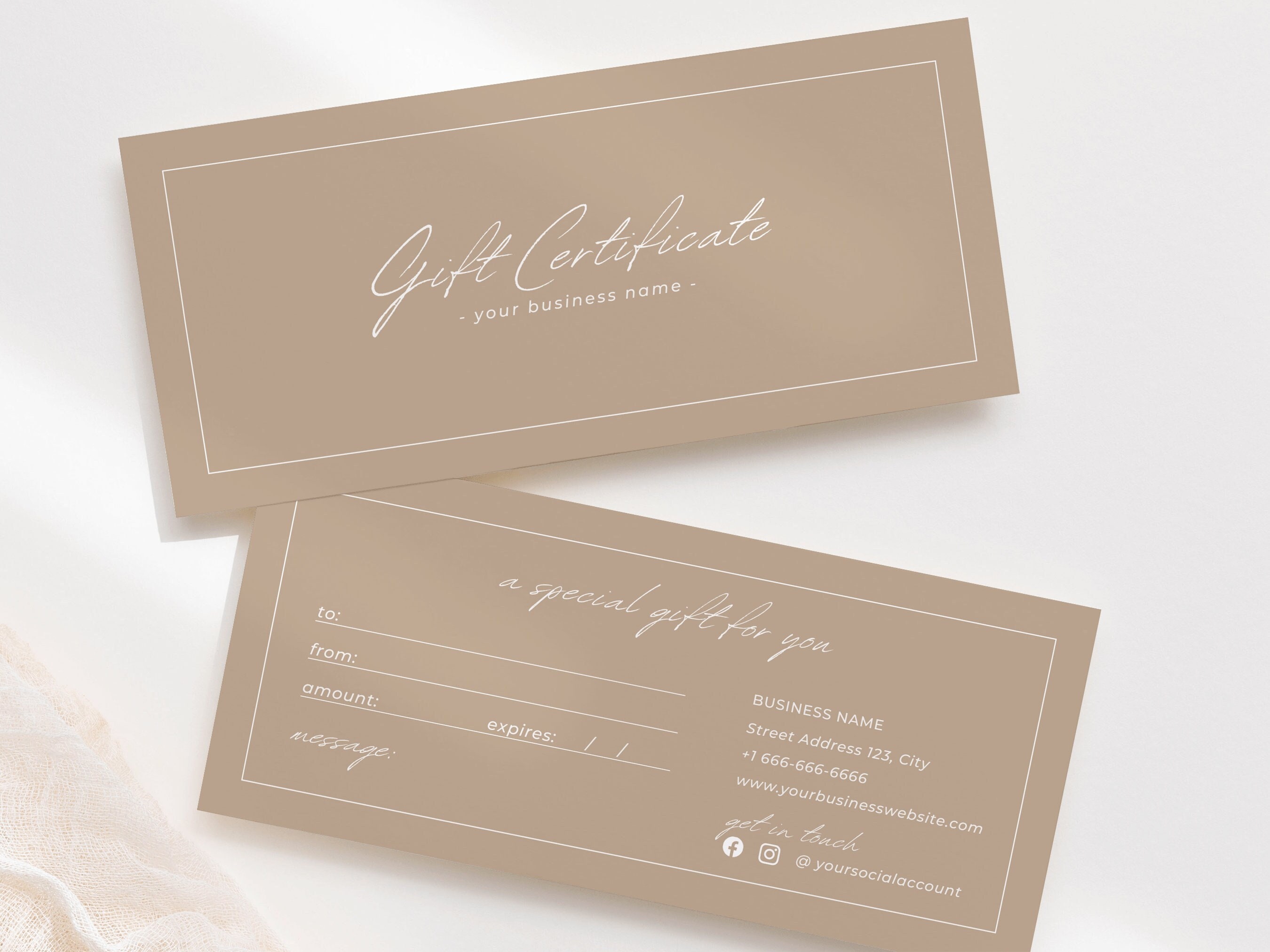 Bohemian gift certificate template, voucher template, boho gift certificate, gift voucher template, elegant gift vouchers, Canva - Juliette