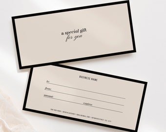 Minimal gift certificate template, voucher template, elegant gift certificate, gift voucher template, elegant gift vouchers, Canva