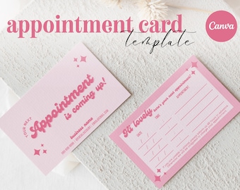 Retro and pink appointment card template, book your appointments with this appointment card template l Canva template, editable, printable