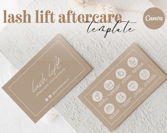 Lash lift aftercare card template, lash lift aftercare card, lash tech aftercare card, editable aftercare card, Canva template - Juliette