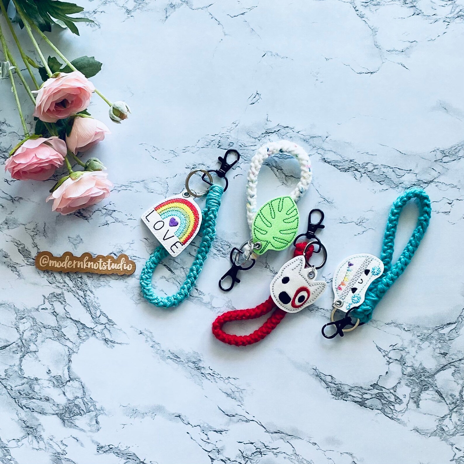 Crocheted Wristlet Keychain Boho Simple Etsy