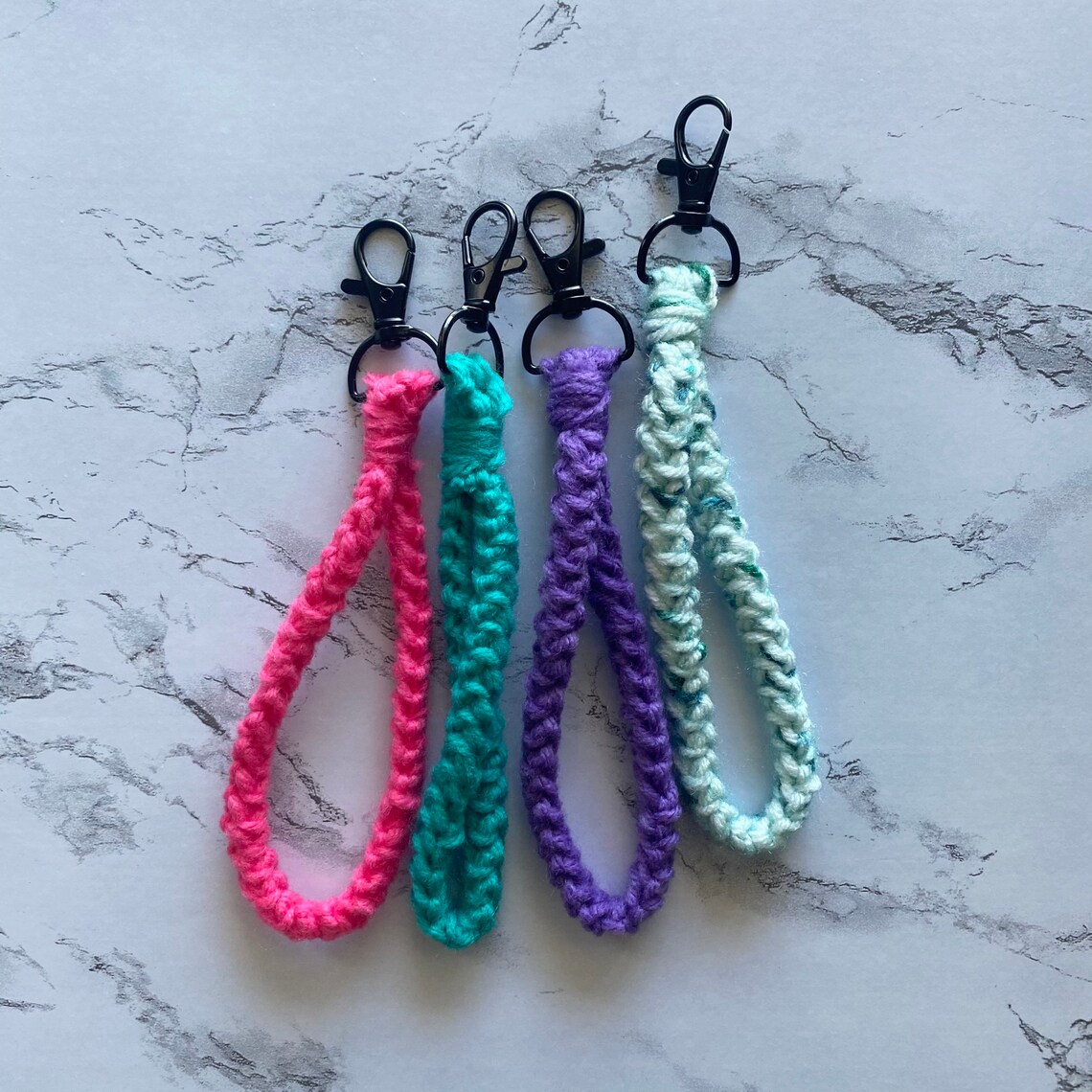 Crocheted Wristlet Keychain Boho Simple Etsy