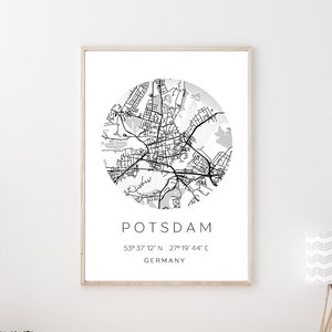 Poster POTSDAM STADTPLAN mit Koordinaten | Heimatstadt | Stadtposter | Personalisiert | Map | Karte Geschenk | Kunstdruck | Umzug Einzug