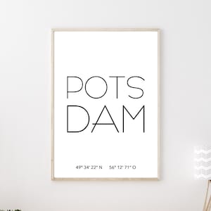 Poster POTSDAM mit Koordinaten | Heimatstadt | Stadtposter | Personalisiert | Stadt Geschenk | Kunstdruck | Umzug Einzug | Heimat | Zuhause
