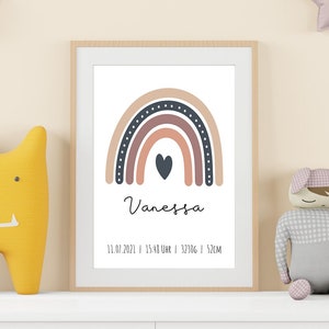Geburtsposter Regenbogen 3 mit Geburtsdaten | Geburt | Baby Kinderzimmer | Geschenk Eltern | personalisiert | Kind Baby | Mama Papa