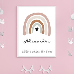 Geburtsposter Regenbogen 1 mit Geburtsdaten | Geburt | Kinderzimmer Geschenk Eltern personalisiert | Geburtstag | Kind Baby | Mama Papa