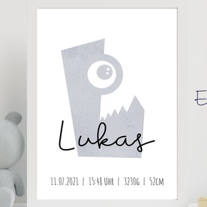Geburtsposter Name und Geburtsdaten Geburt | Geschenk Eltern Großeltern | Monogramm | personalisiert | Geburtstag | Kind Baby Mama Papa