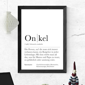 Poster ONKEL | Danke | Geschenk | Definition | Schwangerschaft | Vorfreude | Geburtstag | Kunstdruck | Bester Onkel | Familie | Duden