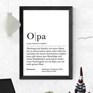Poster OPA | Danke | Großvater | Geschenk | Definition | Schwangerschaft | Vorfreude | Geburtstag | Kunstdruck | Bester Opa | Duden
