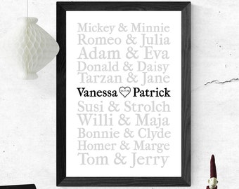 Poster BERÜHMTE PAARE mit Namen, Datum | Personalisiert | Hochzeitsgeschenk | Geschenk Paar | Sie Ihn | Hochzeit | Kunstdruck | Wir sind wie