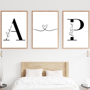 Poster Set Wohnzimmer Deko Wand Bilder 3er Set Geschenk Hochzeit personalisiert Mann Geburtstag Frau zum Einzug