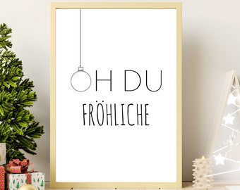 Poster OH DU FRÖHLICHE | Weihnachtslied | Weihnachtsgeschenk | Merry Christmas | Frohe Weihnachten | Geschenk Familie | xmas | hohoho