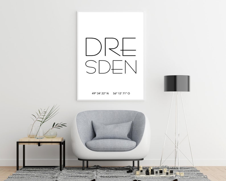 Poster DRESDEN mit Koordinaten Heimatstadt Stadtposter Personalisiert Stadt Geschenk Kunstdruck Umzug Einzug Heimat Zuhause Bild 4