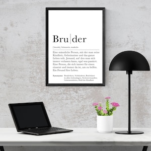 Poster BRUDER Danke Bruderherz Geschenk Definition Schwanger Vorfreude Geburtstag Kunstdruck Familie Duden Brother Bild 4