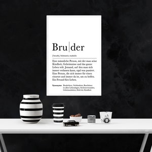 Poster BRUDER Danke Bruderherz Geschenk Definition Schwanger Vorfreude Geburtstag Kunstdruck Familie Duden Brother Bild 3