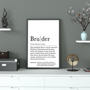 Poster BRUDER Danke Bruderherz Geschenk Definition Schwanger Vorfreude Geburtstag Kunstdruck Familie Duden Brother Bild 2