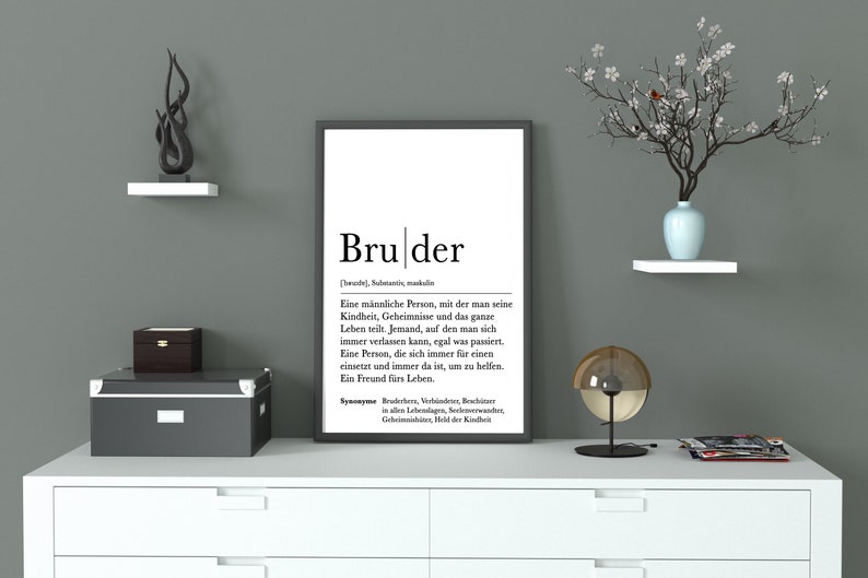 Poster BRUDER Danke Bruderherz Geschenk Definition Schwanger Vorfreude Geburtstag Kunstdruck Familie Duden Brother Bild 2